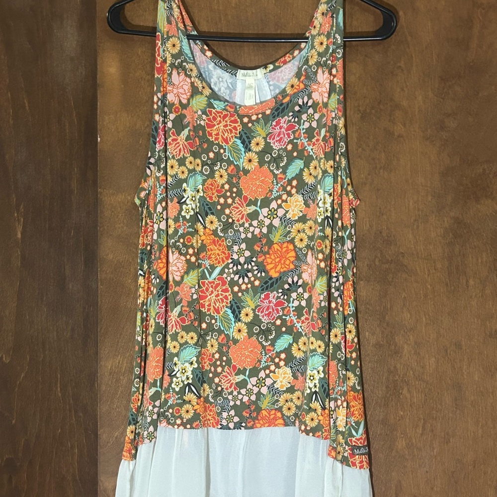 Matilda Jane Floral Tank Top with Sheer White Hem